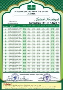 Jadwal Imsakiyah Ramadhan 1441 H